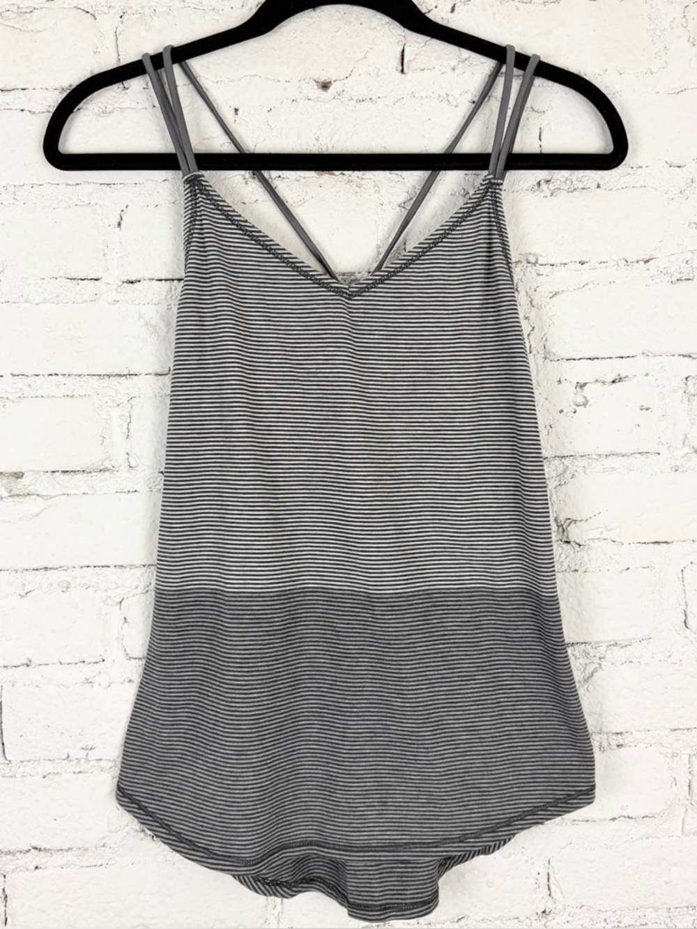 Lululemon Breezy Tank Divided Stripe Heathered Light Dark Grey Cami Top 2